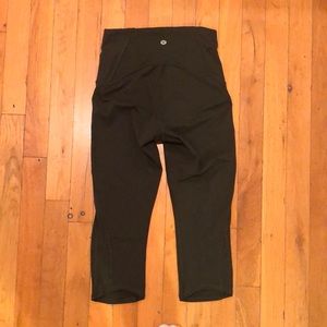 Army green lululemon crop leggings